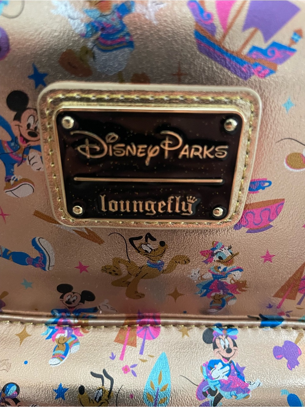 Loungefly Disney Parks Rose Gold 70th Anniversary Mickey & Friends Mini Backpack - Picture 2 of 7